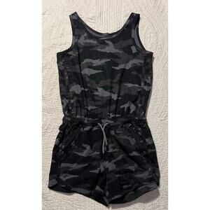 Athleta romper black, and gray camo print